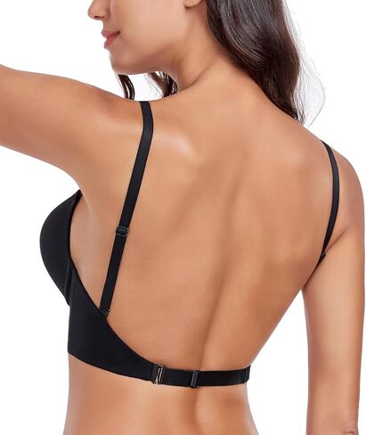 Women's Backless Deep Plunge Bra U Neckline Push Up Low Cut Supportive Underwire Bras in Saudi Arabia