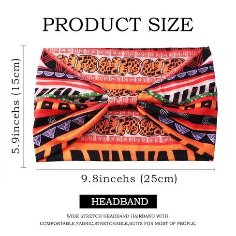 African Headbands Boho Knotted Hairbands Stretch Wide Head Wraps Elastic Yoga Turban Hair Scarfs Workout Printed Hair Accessories for Women Pack of 4 (Style A) in Kuwait