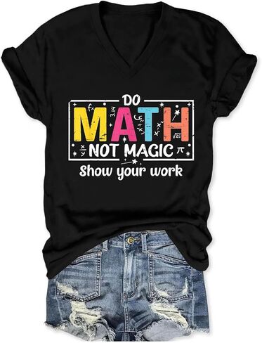 Do Math Not Magic Shirt Womens Funny Math Teacher Shirt V Neck Back to School Teacher Humor T-Shirt Math Lover Tee in Saudi Arabia