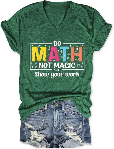 Do Math Not Magic Shirt Womens Funny Math Teacher Shirt V Neck Back to School Teacher Humor T-Shirt Math Lover Tee in Saudi Arabia