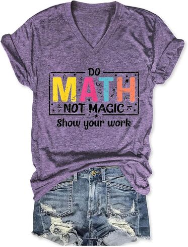 Do Math Not Magic Shirt Womens Funny Math Teacher Shirt V Neck Back to School Teacher Humor T-Shirt Math Lover Tee in Saudi Arabia