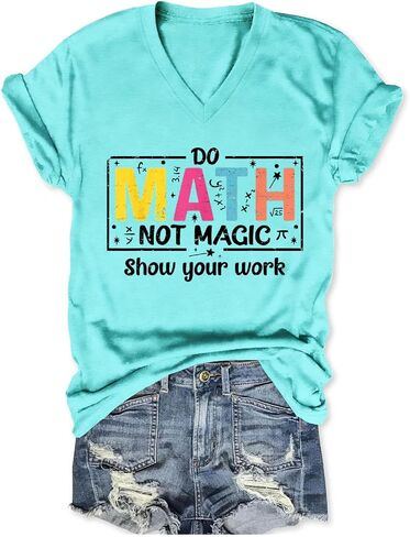 Do Math Not Magic Shirt Womens Funny Math Teacher Shirt V Neck Back to School Teacher Humor T-Shirt Math Lover Tee in Saudi Arabia