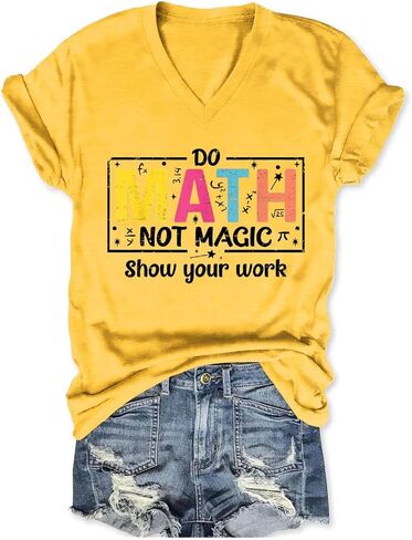 Do Math Not Magic Shirt Womens Funny Math Teacher Shirt V Neck Back to School Teacher Humor T-Shirt Math Lover Tee in Saudi Arabia