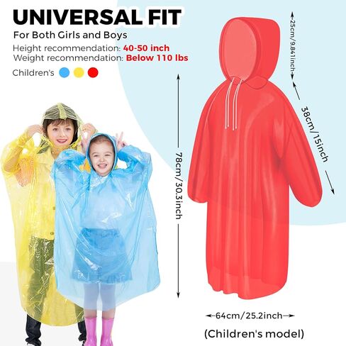 BFONS 5-6pcs Disopable Rain Ponchos for Adults,Ponchos Adults for Men and Women with Hood,Waterproof Rain Ponchos Raincoat in Saudi Arabia