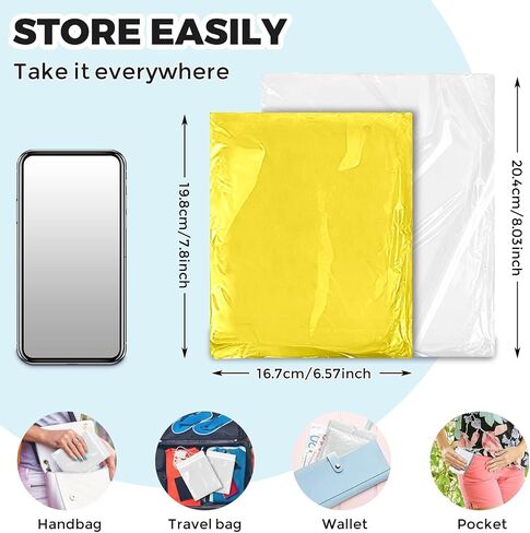 BFONS 5-6pcs Disopable Rain Ponchos for Adults,Ponchos Adults for Men and Women with Hood,Waterproof Rain Ponchos Raincoat in Saudi Arabia