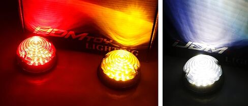 ijdmtoy 12v 70mm Round Dome Flush Mount Amber Lens Amber Leder LED LED Side/Turn Marce/Offer Backups ، متوافقة مع دراجة نارية Caravan Car Caravan الكلاسيكية الخمسينيات ، إلخ. in Saudi Arabia