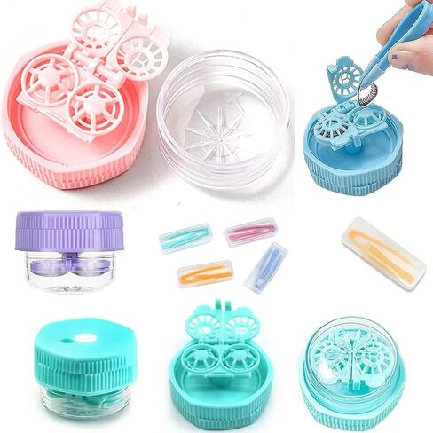 2 Pack Colored Contact Lens Cases，Cute Candy Hearts Contact Lens Case With Mirror Kit Portable Outdoor Storage Kit Colored Contact Lenses for Travel&Home in Saudi Arabia