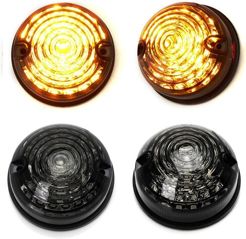 ijdmtoy 12v 70mm Round Dome Flush Mount Amber Lens Amber Leder LED LED Side/Turn Marce/Offer Backups ، متوافقة مع دراجة نارية Caravan Car Caravan الكلاسيكية الخمسينيات ، إلخ. in Saudi Arabia
