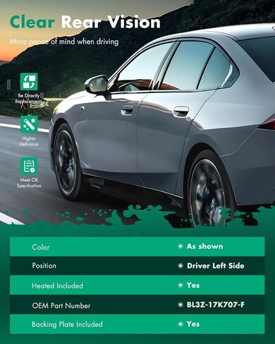 SCITOO الجانب الأيسر مرآة الزجاج صالح لل 2011-2014 لفورد ل F-150 استبدال الزجاج مرآة الخارجي ساخنة BL3Z-17K707-F in Saudi Arabia