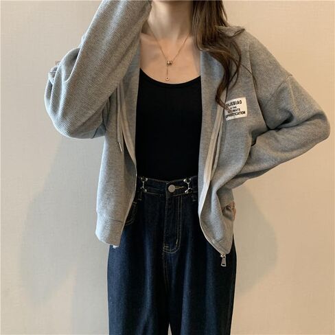 Women Coquette Hooded Crop Jacket Zip Up Cropped Sweatshirt Y2K Cottagecore Blouse Drawstring Preppy Cardigans in Saudi Arabia