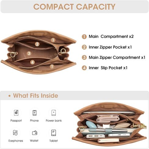 Kattee Leather Purses and Handbags for Women, Small Crossbody Bags for Women, Top Handle Hobo Shoulder Bag with 2 Straps in Saudi Arabia
