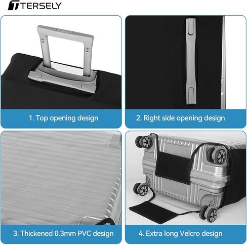T Tersely Travel Suitcase Protector Cover, 20/24/26/28/30 Inch Clear Suitcase Covers for Luggage 0.3mm PVC Luggage Cover Protector and Black Stretch Cloth (30 inch) in Saudi Arabia