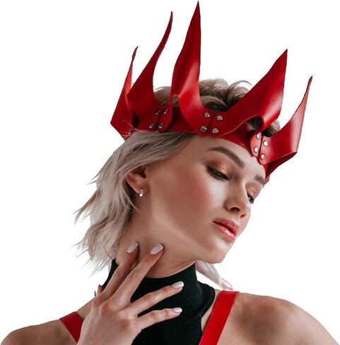 Leather Crown Queen Headband Tiara Adjustable Medieval Costume Accessory for Prom Halloween Christmas Cosplay Party in Saudi Arabia