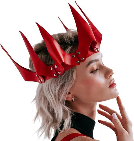 Leather Crown Queen Headband Tiara Adjustable Medieval Costume Accessory for Prom Halloween Christmas Cosplay Party in Saudi Arabia