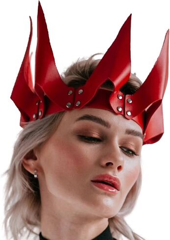 Leather Crown Queen Headband Tiara Adjustable Medieval Costume Accessory for Prom Halloween Christmas Cosplay Party in Saudi Arabia