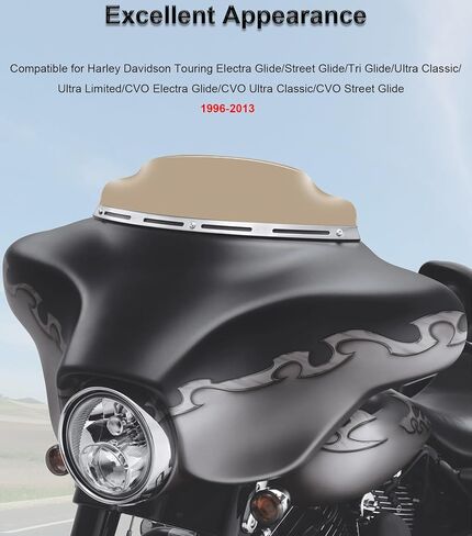 6" Wave Windshield Windscreen Compatible with Harley Davidson Touring Electra Glide Street Glide Tri Glide Ultra Classic Ultra Limited 1996-2013 (Black) in Kuwait