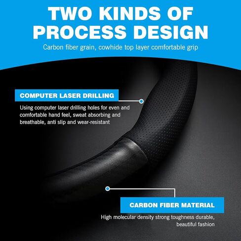 O-shaped Steering Wheel Cover, Carbon Fiber Pattern Anti-slip Wear-resistant Sweat-absorbent Microfiber Leather Steering Wheel Protector, Four Seasons Universal Accessory (Black) in Saudi Arabia