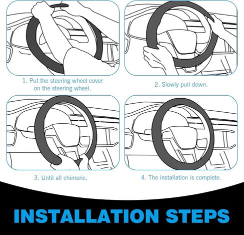 O-shaped Steering Wheel Cover, Carbon Fiber Pattern Anti-slip Wear-resistant Sweat-absorbent Microfiber Leather Steering Wheel Protector, Four Seasons Universal Accessory (Black) in Saudi Arabia