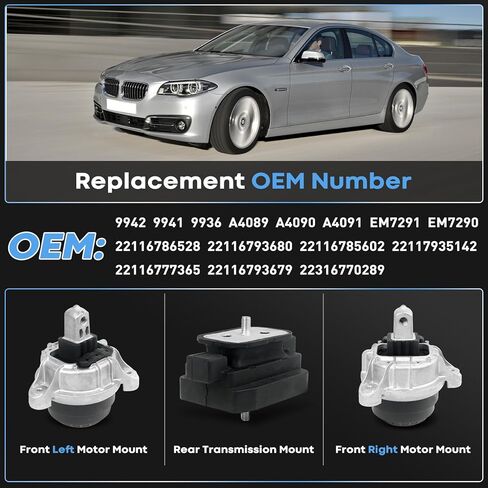 3Pcs Engine Motor & Transmission Mount Set Compatible with Mini 2014-2022 Cooper, 2016-2022 Cooper Clubman, 2014-2023 Cooper Countryman 1.5L 2.0L, 2016-2022 X1, 2018-2023 X2, 2020-2023 228I M235I 2.0L in Kuwait