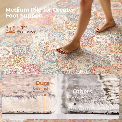 سجاد منطقة Kokia المغربي مقاس 8 × 10، سجادة شرقية لغرفة المعيشة، سجاد هوبو غير قابل للانزلاق وقابل للغسل وغير قابل للتساقط لغرفة النوم وغرفة الطعام زيتوني 8 × 10 in Kuwait