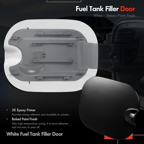 84745974 FUEL TANK FILLER CAP DOOR FIT FOR CHEVY SILVERADAD 1500 2019-2025 - فقط مناسب لطراز شيفروليه 6'6 " - غطاء باب غاز استبدال# 84477952 ، 84745944 - أبيض in Kuwait