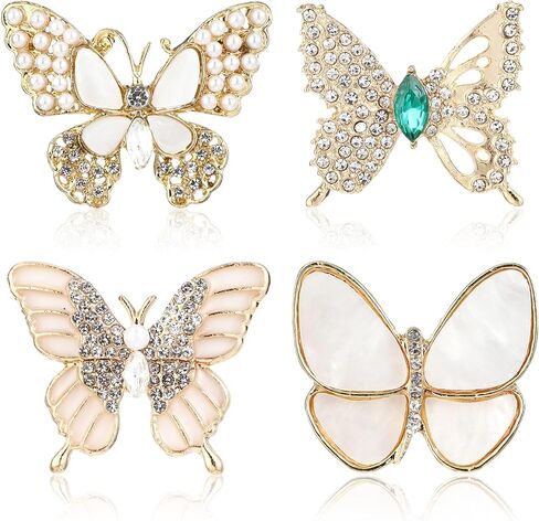 4 Pcs Brooches for Women, Lapel Elegant Bulk Butterfly Brooches Simulated Rhinestone Pearl Pins for Wedding Bridal Dress Corsage Bouquet Coats Jackets Sweaters in Saudi Arabia
