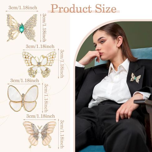 4 Pcs Brooches for Women, Lapel Elegant Bulk Butterfly Brooches Simulated Rhinestone Pearl Pins for Wedding Bridal Dress Corsage Bouquet Coats Jackets Sweaters in Saudi Arabia