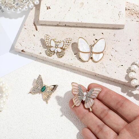4 Pcs Brooches for Women, Lapel Elegant Bulk Butterfly Brooches Simulated Rhinestone Pearl Pins for Wedding Bridal Dress Corsage Bouquet Coats Jackets Sweaters in Saudi Arabia