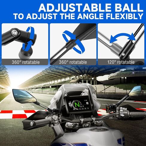 مرايا الدراجات النارية العالمية Universal M10 M8 الخلفية المرآة المرآة الصقور الجانبية المتوافقة مع Honda Grom MSX125 Kawasaki Z125 Pro Z750 Z650 Yamaha MT03 MT10 والمزيد in Saudi Arabia