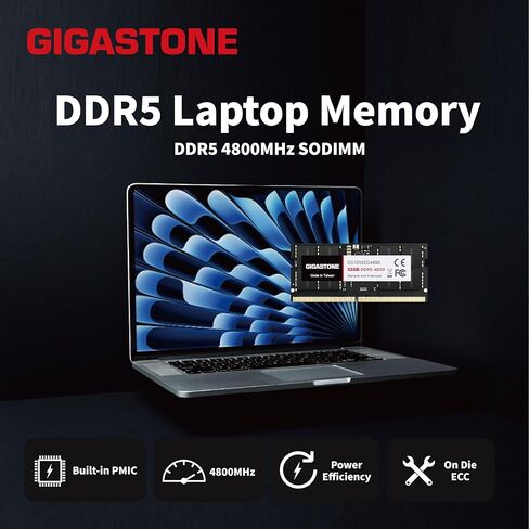 【ذاكرة الوصول العشوائي DDR5】 مجموعة GIGASTONE 64 جيجابايت (2 × 32 جيجابايت) DDR5 4800 ميجا هرتز PC5-38400 CL 40-40-40-77 1.1 فولت SODIMM 262 Pin غير مخزنة وغير ECC ترقية ذاكرة الكمبيوتر المحمول عالية الأداء in Kuwait