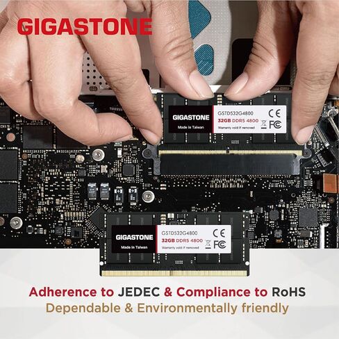 【ذاكرة الوصول العشوائي DDR5】 مجموعة GIGASTONE 64 جيجابايت (2 × 32 جيجابايت) DDR5 4800 ميجا هرتز PC5-38400 CL 40-40-40-77 1.1 فولت SODIMM 262 Pin غير مخزنة وغير ECC ترقية ذاكرة الكمبيوتر المحمول عالية الأداء in Kuwait