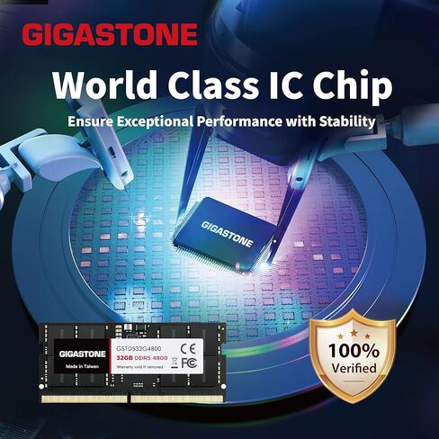 【ذاكرة الوصول العشوائي DDR5】 مجموعة GIGASTONE 64 جيجابايت (2 × 32 جيجابايت) DDR5 4800 ميجا هرتز PC5-38400 CL 40-40-40-77 1.1 فولت SODIMM 262 Pin غير مخزنة وغير ECC ترقية ذاكرة الكمبيوتر المحمول عالية الأداء in Kuwait