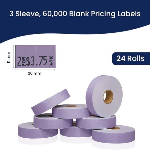 Perco Fluorescent Pink Pricing Labels for Monarch 1131 Price Gun - 1 Sleeve, 8 Rolls, 20,000 Price Marking Labels - with Ink Roll Included in Kuwait