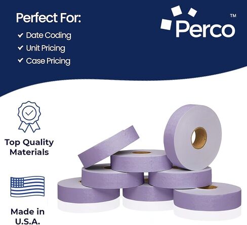 Perco Fluorescent Pink Pricing Labels for Monarch 1131 Price Gun - 1 Sleeve, 8 Rolls, 20,000 Price Marking Labels - with Ink Roll Included in Kuwait