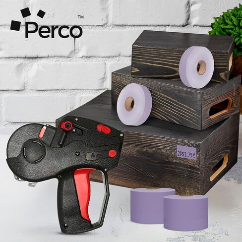 Perco Fluorescent Pink Pricing Labels for Monarch 1131 Price Gun - 1 Sleeve, 8 Rolls, 20,000 Price Marking Labels - with Ink Roll Included in Kuwait