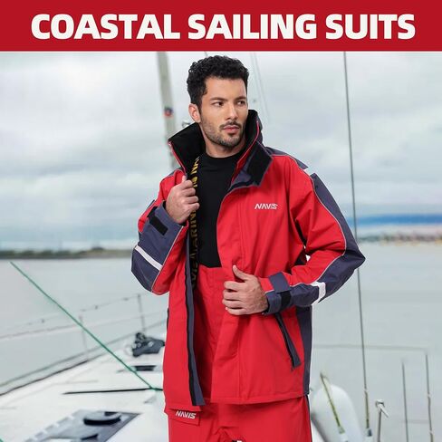 سترة الإبحار الساحلية للرجال مقاومة للماء وقابلة للتنفس وبنطلون صدريات متطابقة بشكل عام مجموعة كومبو من معدات الطقس السيئ in Kuwait