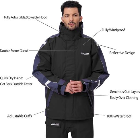 سترة الإبحار الساحلية للرجال مقاومة للماء وقابلة للتنفس وبنطلون صدريات متطابقة بشكل عام مجموعة كومبو من معدات الطقس السيئ in Kuwait