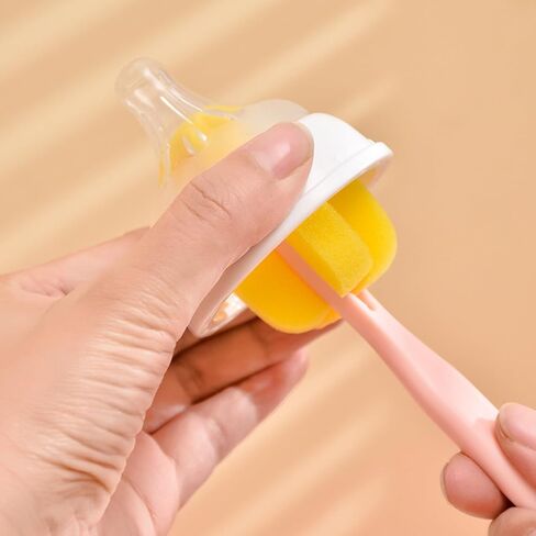 Long Handle Bottle Nipple Cleaner Sponge Brush, BPA-Free Bottle Scrubber - Yellow|6 Pack in Saudi Arabia