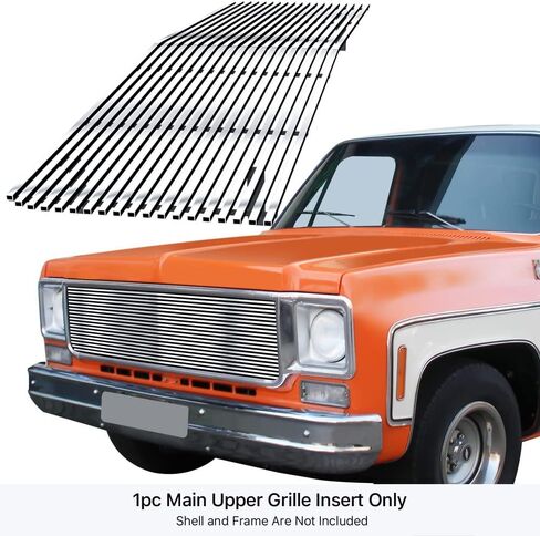 APS Compatible with Chevy GMC C K Pickup Suburban Blazer 1973-1980 Main Upper Stainless Steel Chrome 8x6 High Density Billet Front Grill Grille Insert S18-C80058C in Kuwait