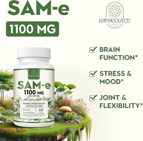 1100mg SAM-e (S-Adenosyl-L-Methionine), SAM e Supplement for Mood, Joint & Liver, Highest Concentration of Active S,S Form Same, Vegan, 120 Tablets in Saudi Arabia