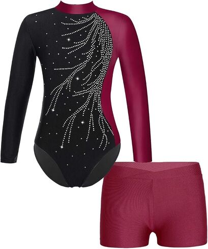 Gymnastics Leotards for Girls Ballet Dance Outfits with Shorts Girls Dancewear for Yoga Unitard Jumpsuit in Kuwait