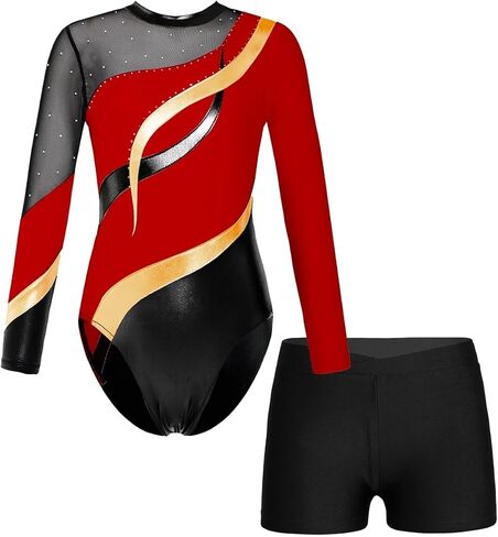 Gymnastics Leotards for Girls Ballet Dance Outfits with Shorts Girls Dancewear for Yoga Unitard Jumpsuit in Kuwait