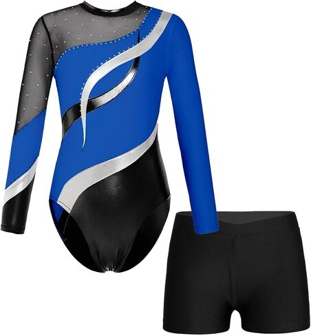 Gymnastics Leotards for Girls Ballet Dance Outfits with Shorts Girls Dancewear for Yoga Unitard Jumpsuit in Kuwait