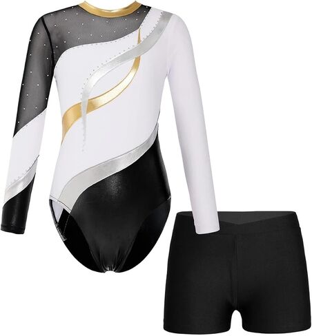 Gymnastics Leotards for Girls Ballet Dance Outfits with Shorts Girls Dancewear for Yoga Unitard Jumpsuit in Kuwait