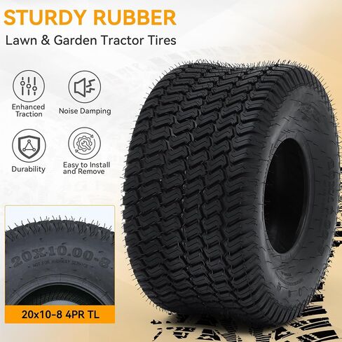YINTAHECH 18x8.5-8 Lawn Mower Tires, 18x8.5-8 Tractor Turf Tires, 18x8.5x8 NHS Tires, 4PR/Ply Tubeless(Set of 2) in Kuwait