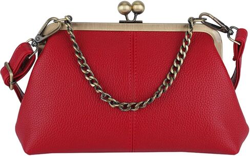 Vintage Kiss Lock Tote Women 2025 Clasp Clutch PU Leather Purse Crossbody Shoulder Bag Everyday Chic Messenger Handbag in Kuwait