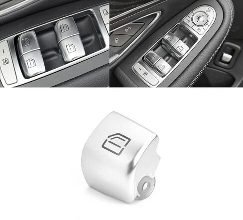 Xotic Tech Silver Car Care Control Power Pottion Cap استبدال ، غطاء إصلاح ماجستير في زجاج النافذة ، متوافق مع Mercedes Benz C E S GLC Class W205 W213 W222 W253 X253 (الأمام اليمين) in Kuwait