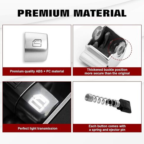 Xotic Tech Silver Car Care Control Power Pottion Cap استبدال ، غطاء إصلاح ماجستير في زجاج النافذة ، متوافق مع Mercedes Benz C E S GLC Class W205 W213 W222 W253 X253 (الأمام اليمين) in Kuwait