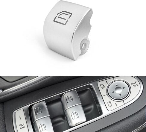 Xotic Tech Silver Car Care Control Power Pottion Cap استبدال ، غطاء إصلاح ماجستير في زجاج النافذة ، متوافق مع Mercedes Benz C E S GLC Class W205 W213 W222 W253 X253 (الأمام اليمين) in Saudi Arabia