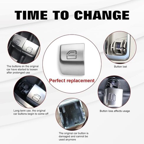 Xotic Tech Silver Car Care Control Power Pottion Cap استبدال ، غطاء إصلاح ماجستير في زجاج النافذة ، متوافق مع Mercedes Benz C E S GLC Class W205 W213 W222 W253 X253 (الأمام اليمين) in Saudi Arabia